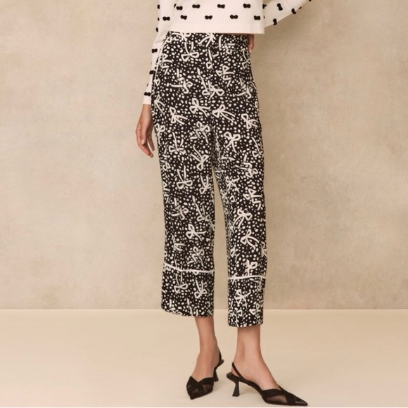 Pearl By Lela Rose Pants - Pearl by Lela Rose Crepe Bow Pants Wide Leg
Cropped
